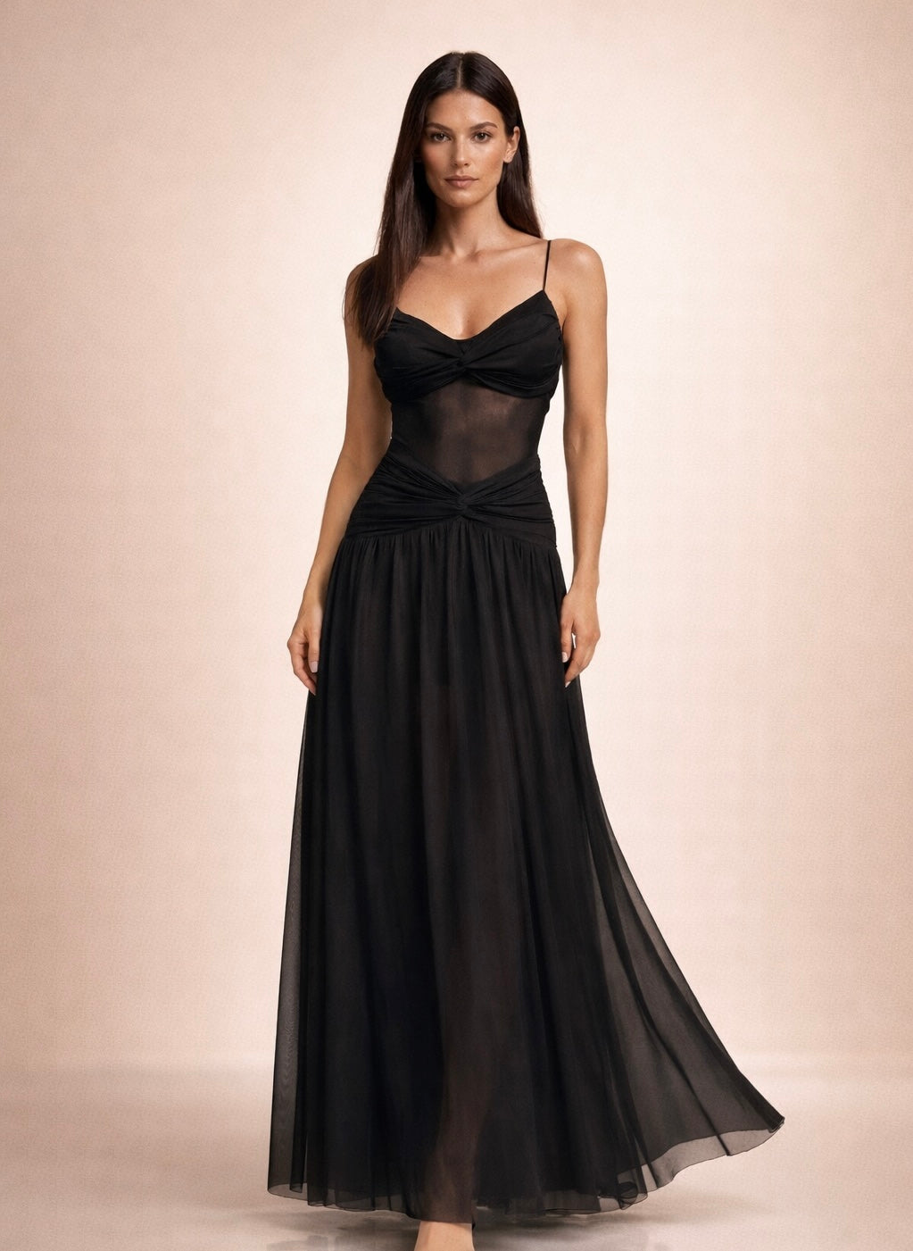 Xiara Black Mesh Maxi Dress – Runway Skirts