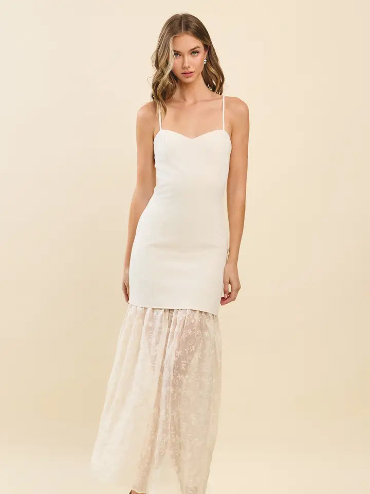 plus size lace dress ivory Plus Size Serenity Lace Slit Dress- Ivory 1X / Ivory at Curvy Sense