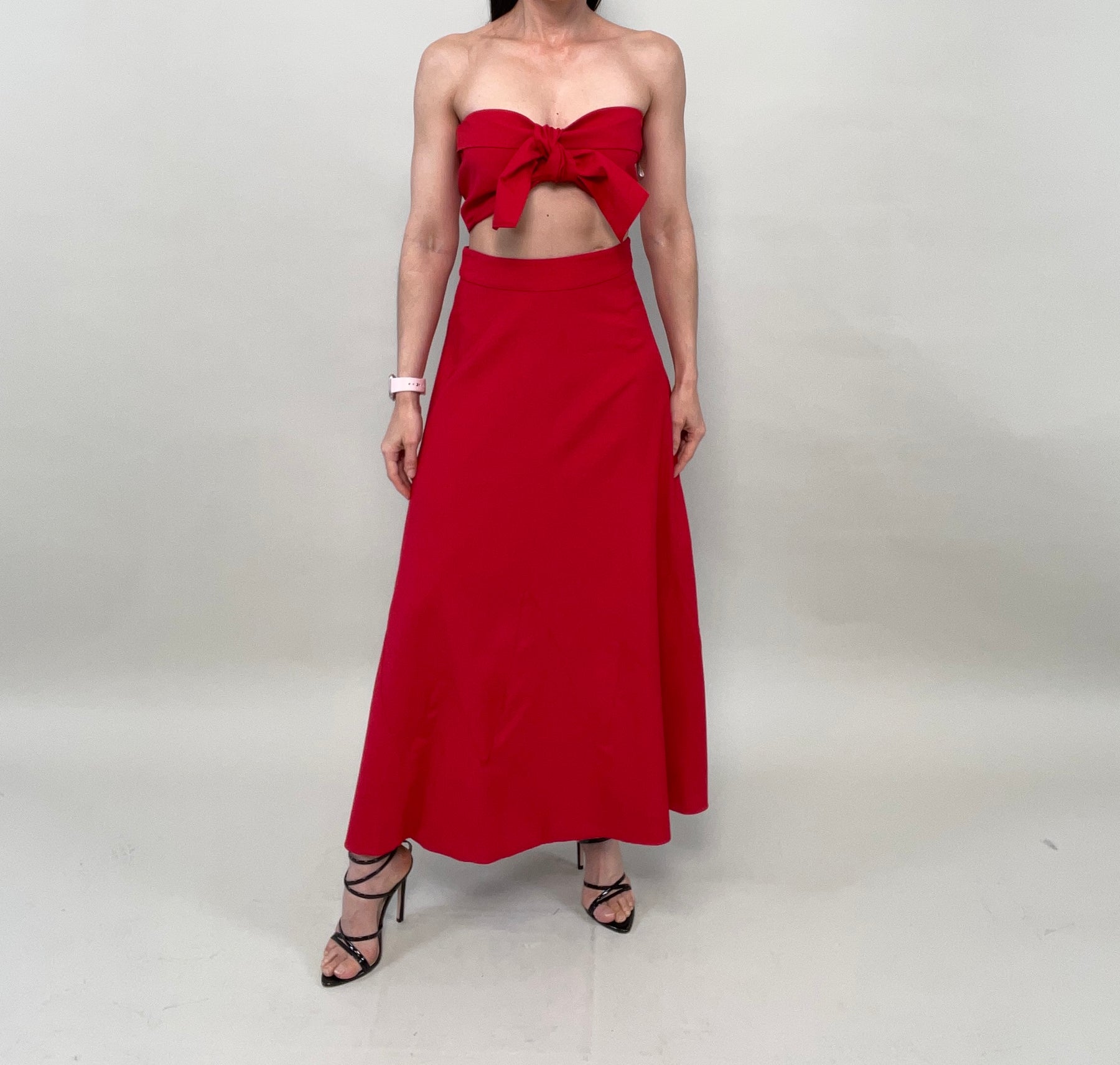 Irys Red Crop & Skirt Set Runway Skirts